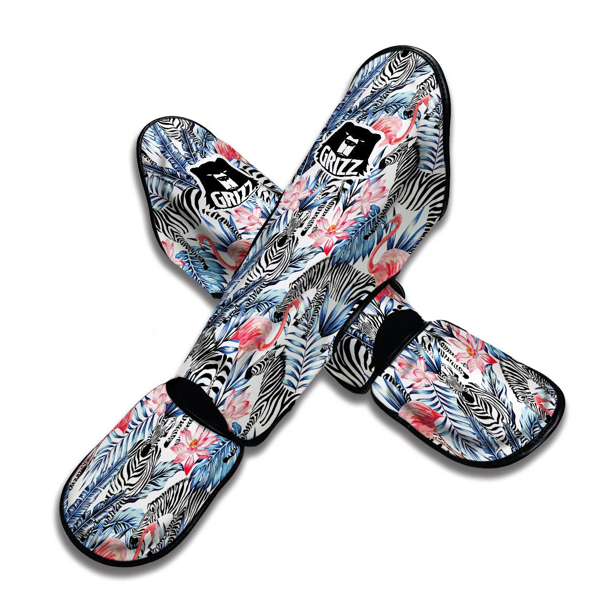 Flamingo Zebra Tropical Muay Thai Shin Guards-grizzshop