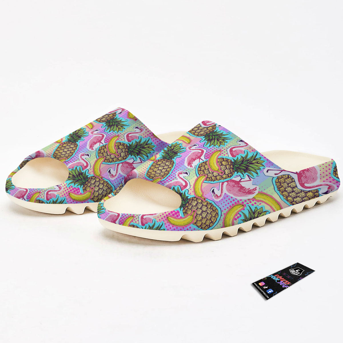 Flamingo And Pineapple Rainbow Print Pattern Sandals-grizzshop