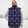 Flamingo Christmas Snowy Print Pattern Down Vest