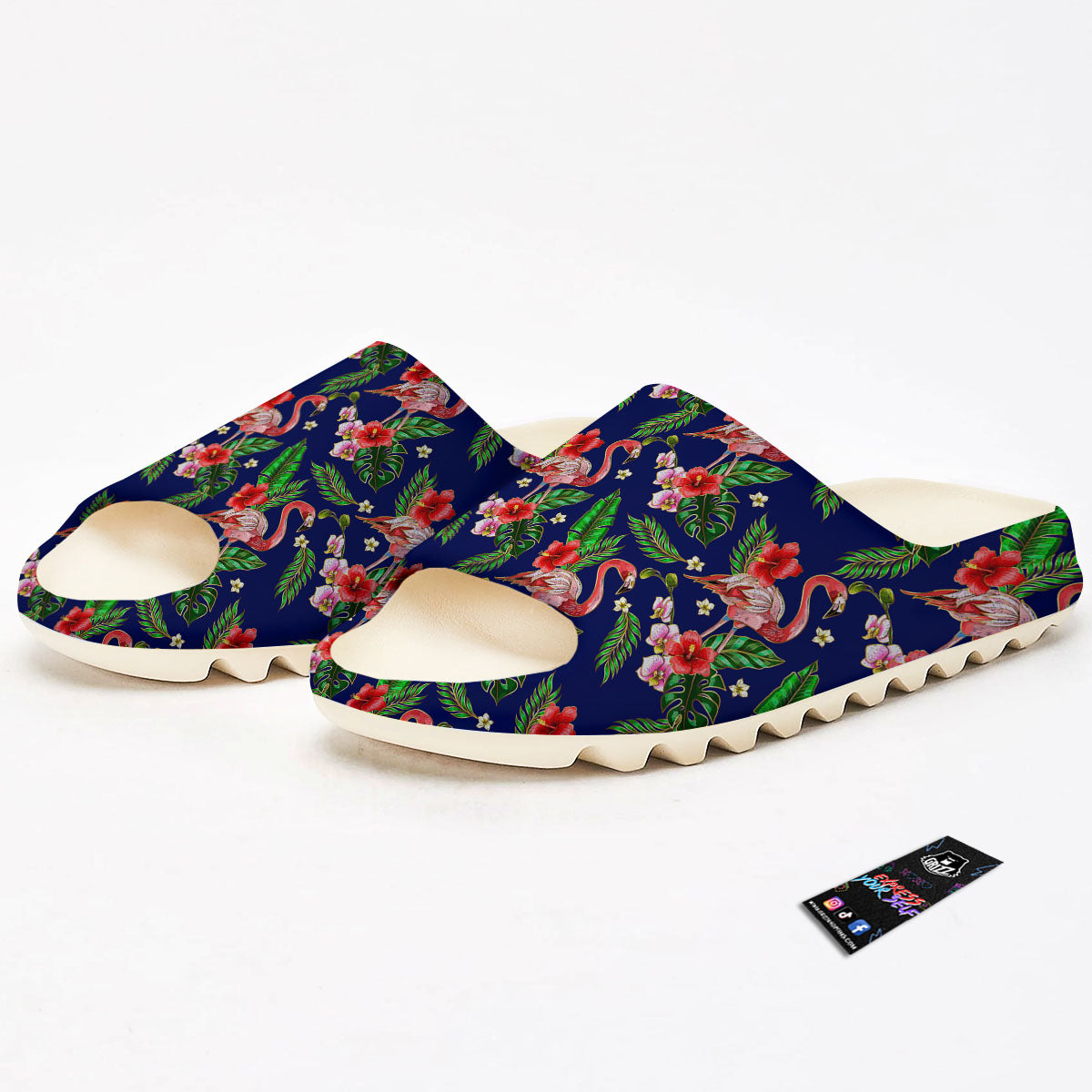 Flamingo Floral Tropical Print Pattern Sandals-grizzshop