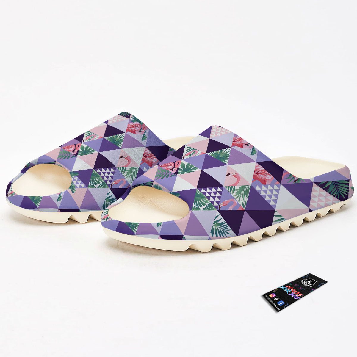 Flamingo Geometric Purple Print Pattern Sandals-grizzshop