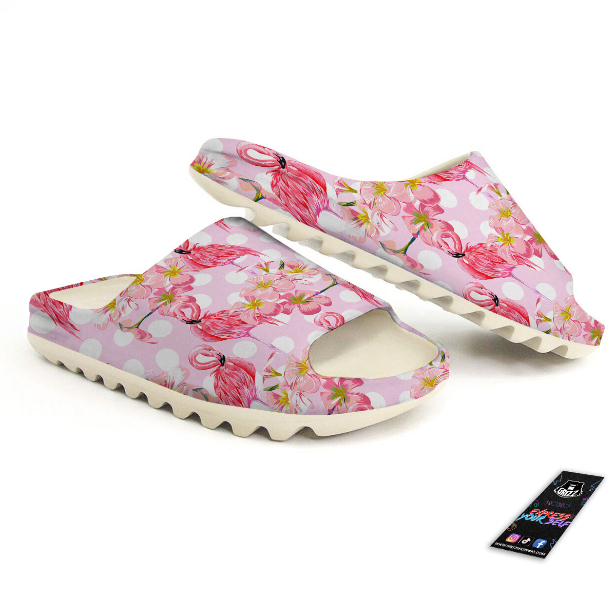Flamingo Pink Polka Print Pattern Sandals-grizzshop