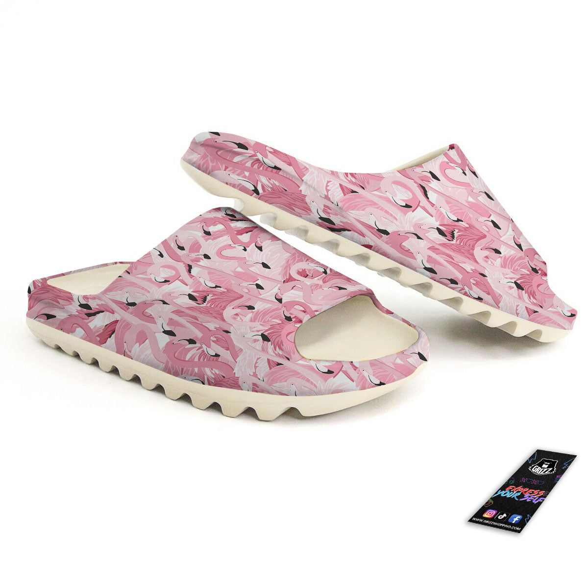 Flamingo Pink Print Pattern Sandals-grizzshop