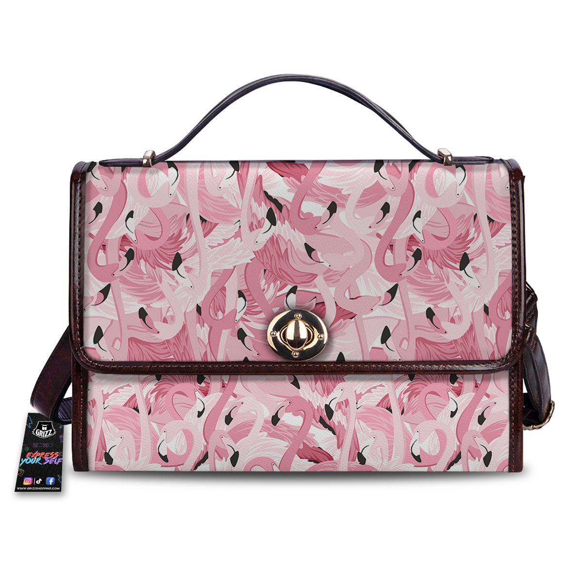 Flamingo Pink Print Pattern Women's Satchel Bag