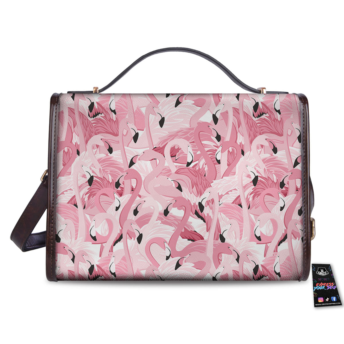 Flamingo Pink Print Pattern Women's Satchel Bag