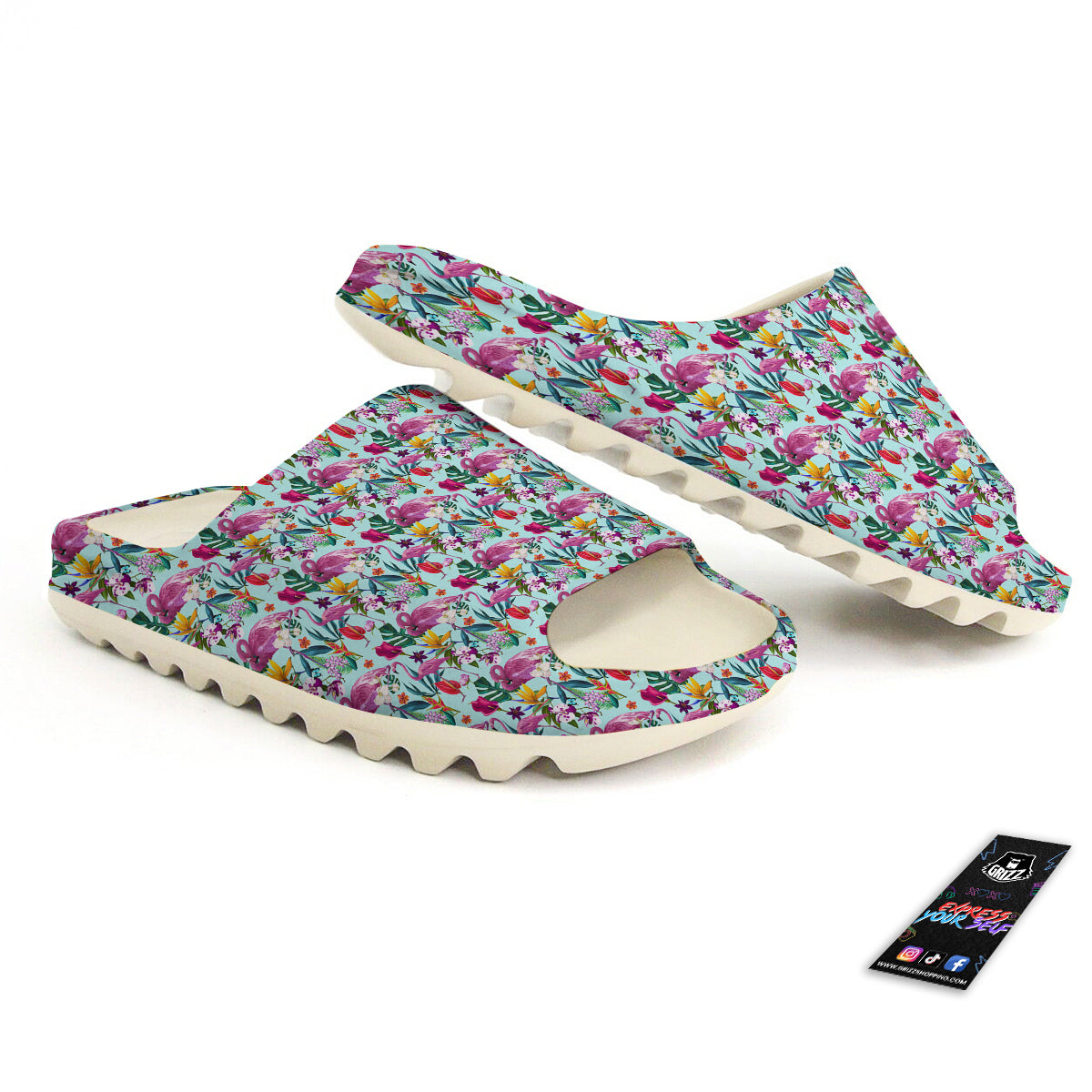 Flamingo Tropical Colorful Print Sandals-grizzshop
