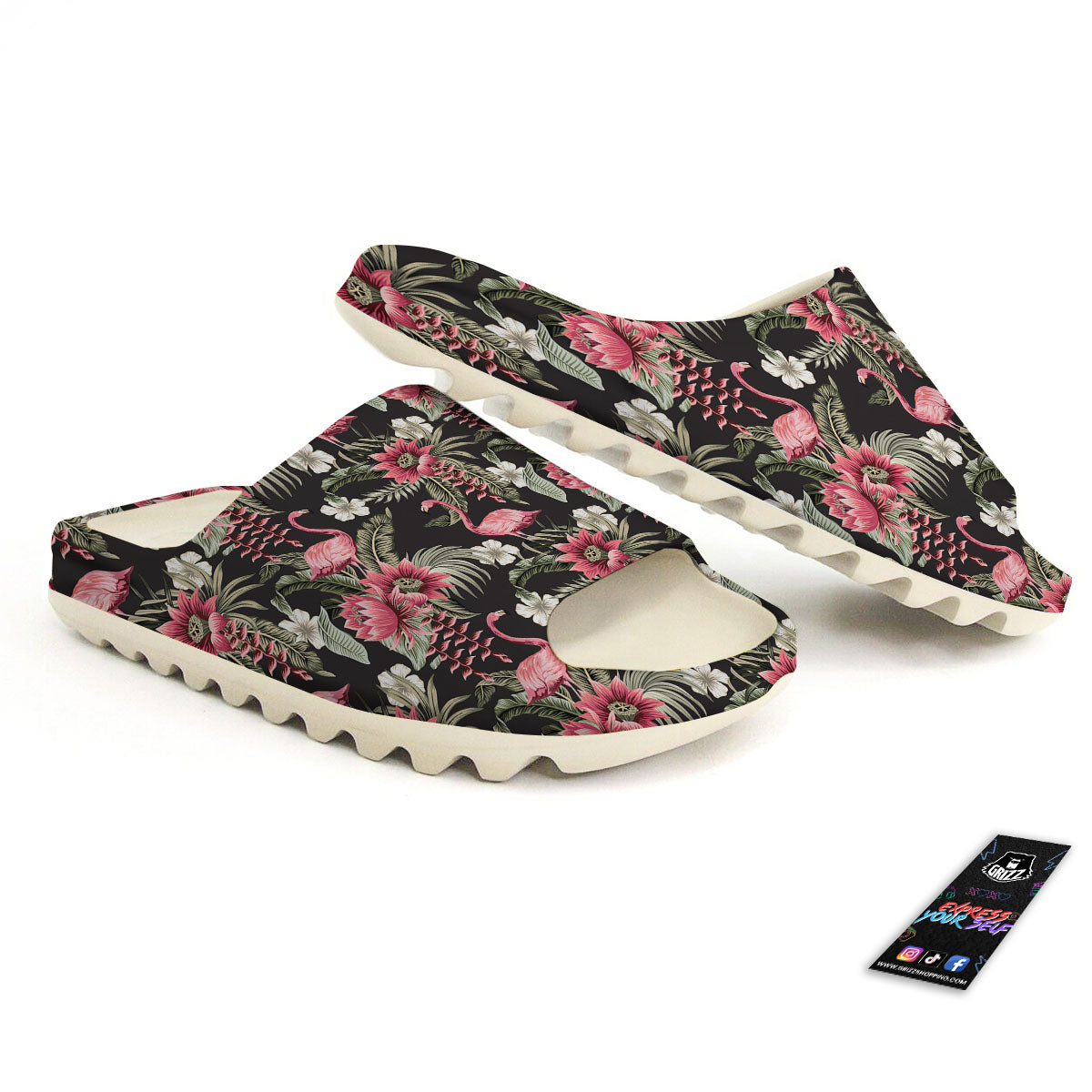 Flamingo Vintage Print Pattern Sandals-grizzshop