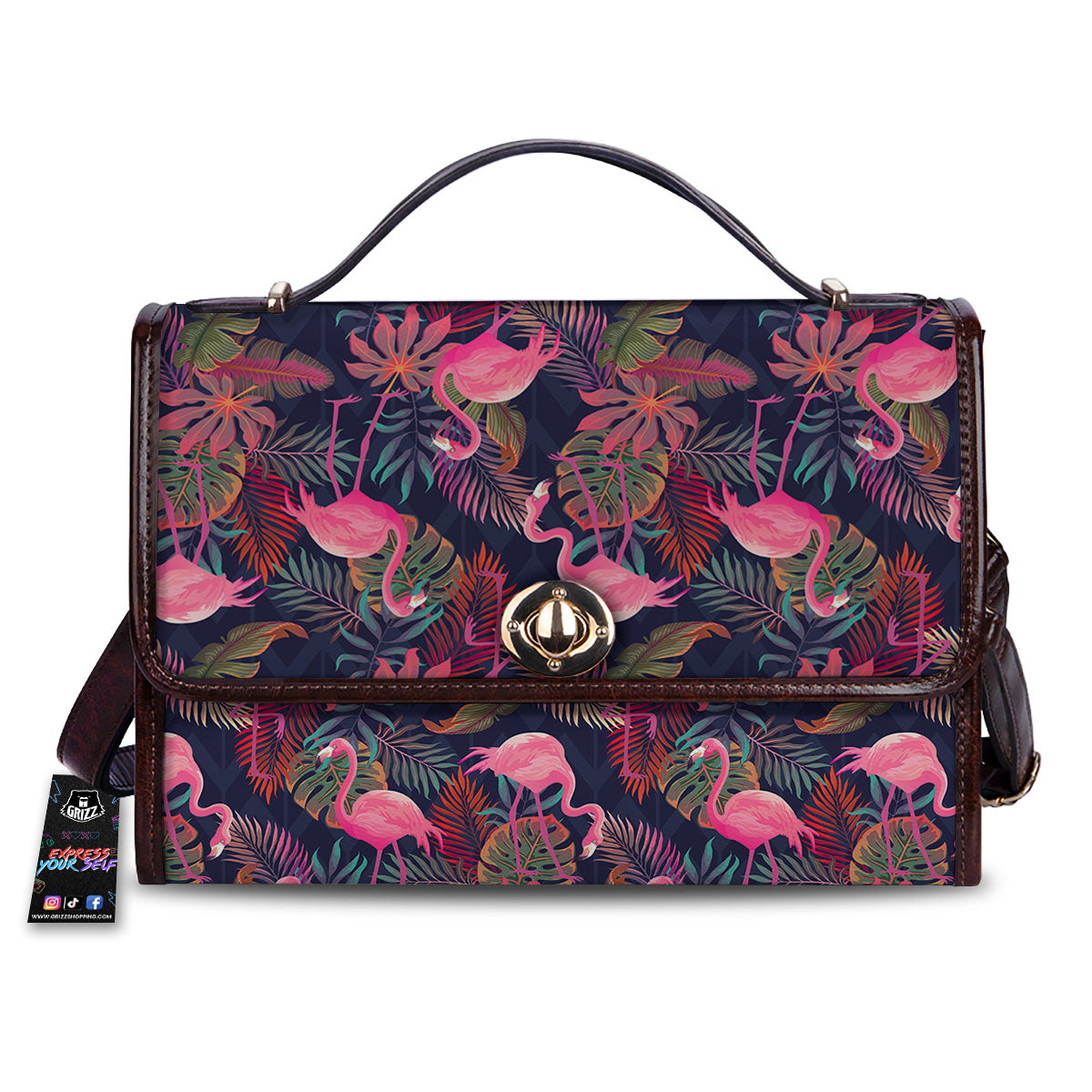 Flamingo Watercolor Print Pattern Women's Satchel Bag