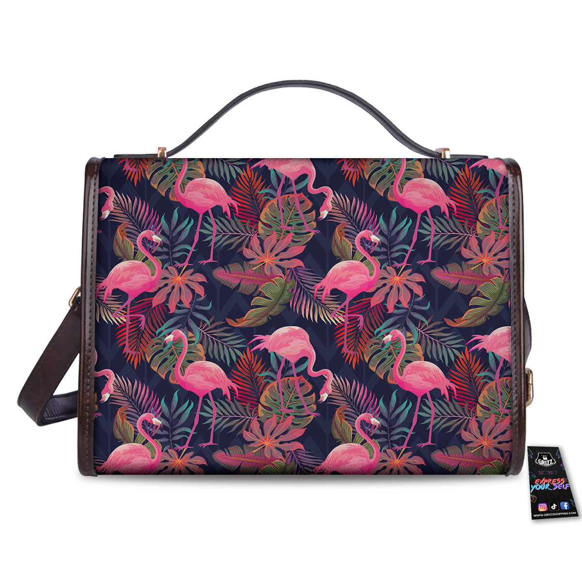Flamingo Watercolor Print Pattern Women's Satchel Bag