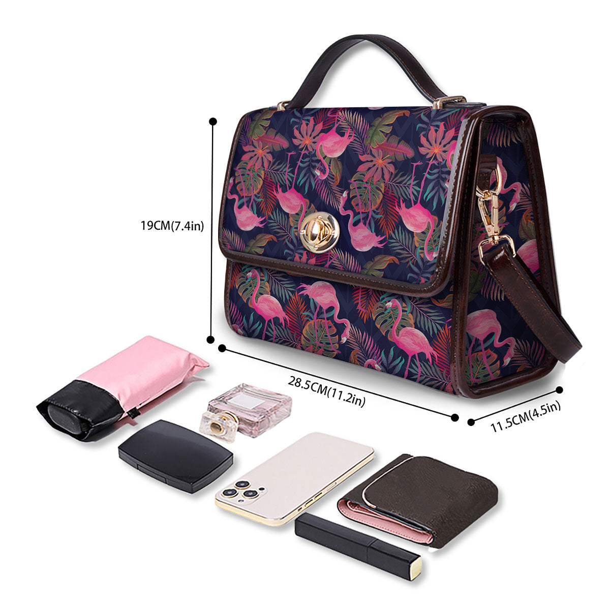 Flamingo Watercolor Print Pattern Women's Satchel Bag