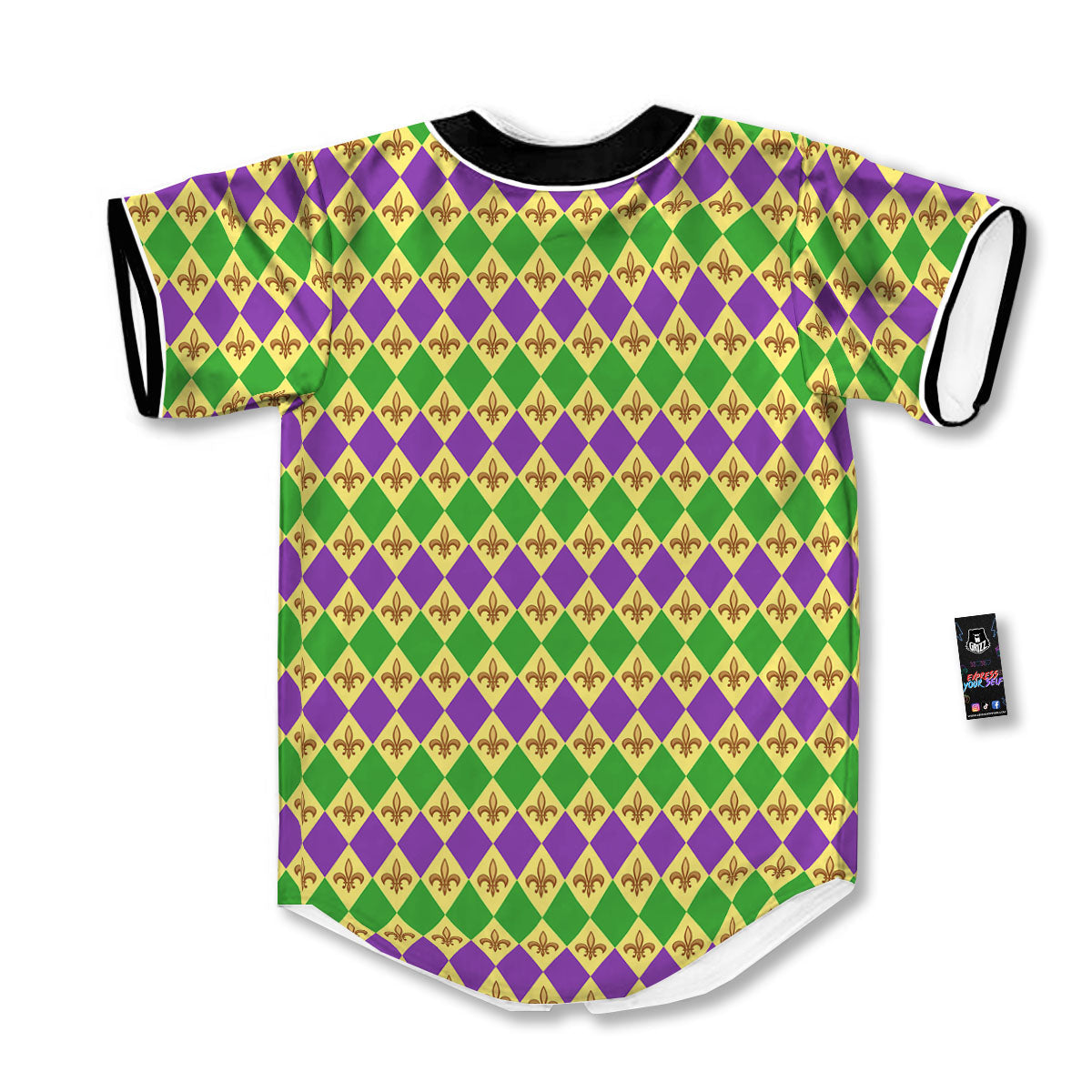 Fleur De Lis Mardi Gras Print Pattern Baseball Jersey-grizzshop