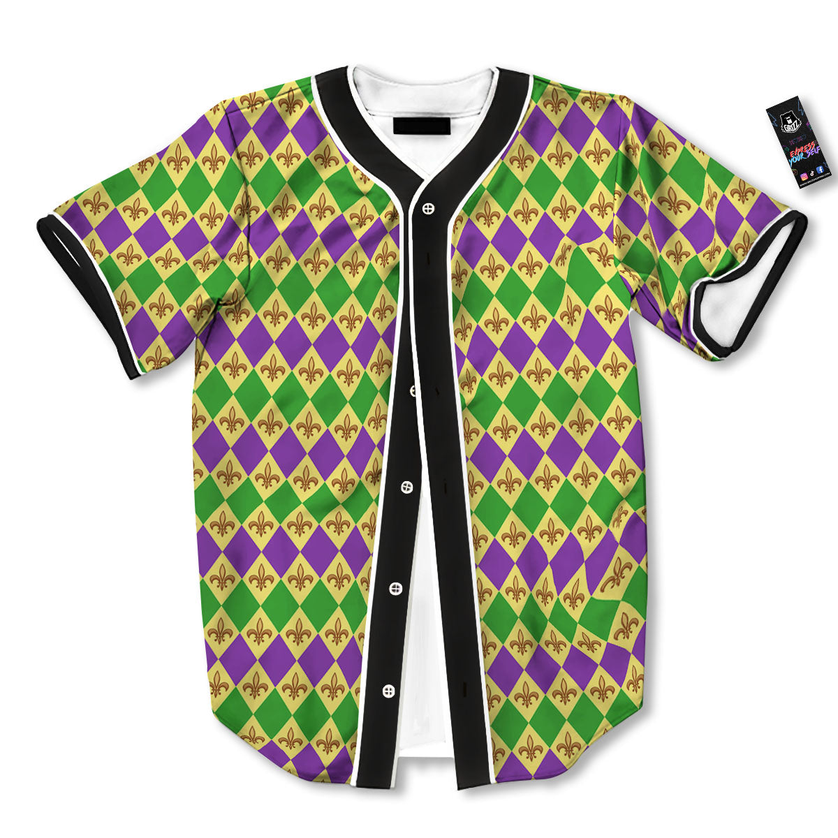 Fleur De Lis Mardi Gras Print Pattern Baseball Jersey-grizzshop