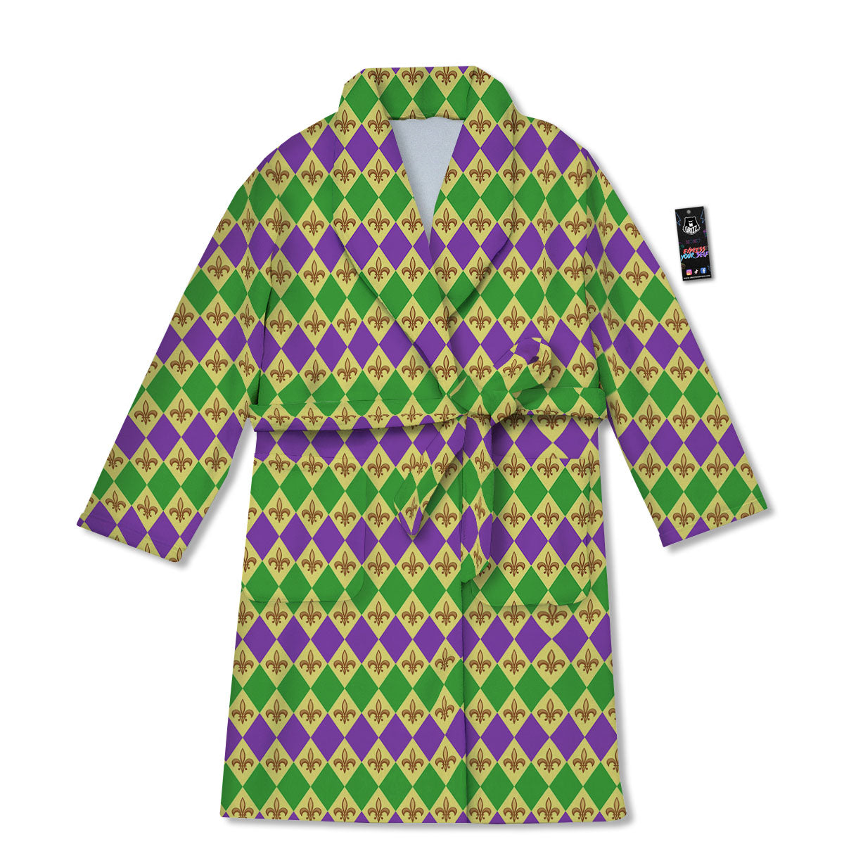 Fleur De Lis Mardi Gras Print Pattern Bathrobe-grizzshop