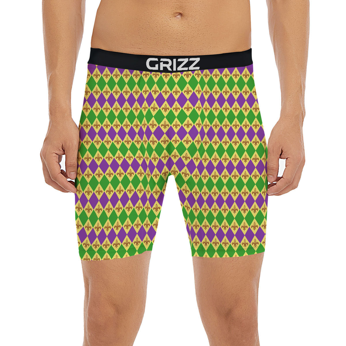Fleur De Lis Mardi Gras Print Pattern Boxer Briefs-grizzshop