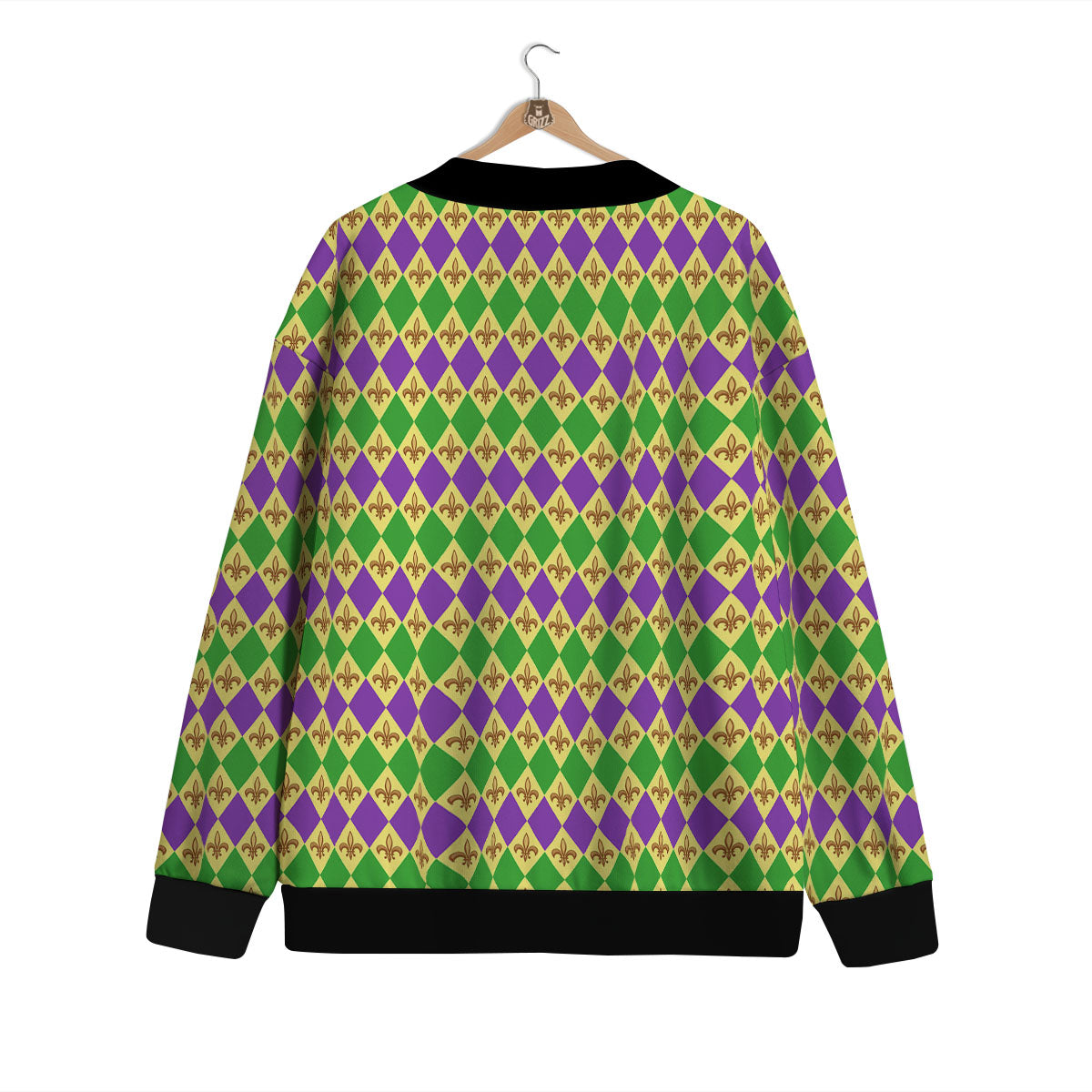 Fleur De Lis Mardi Gras Print Pattern Cardigan-grizzshop
