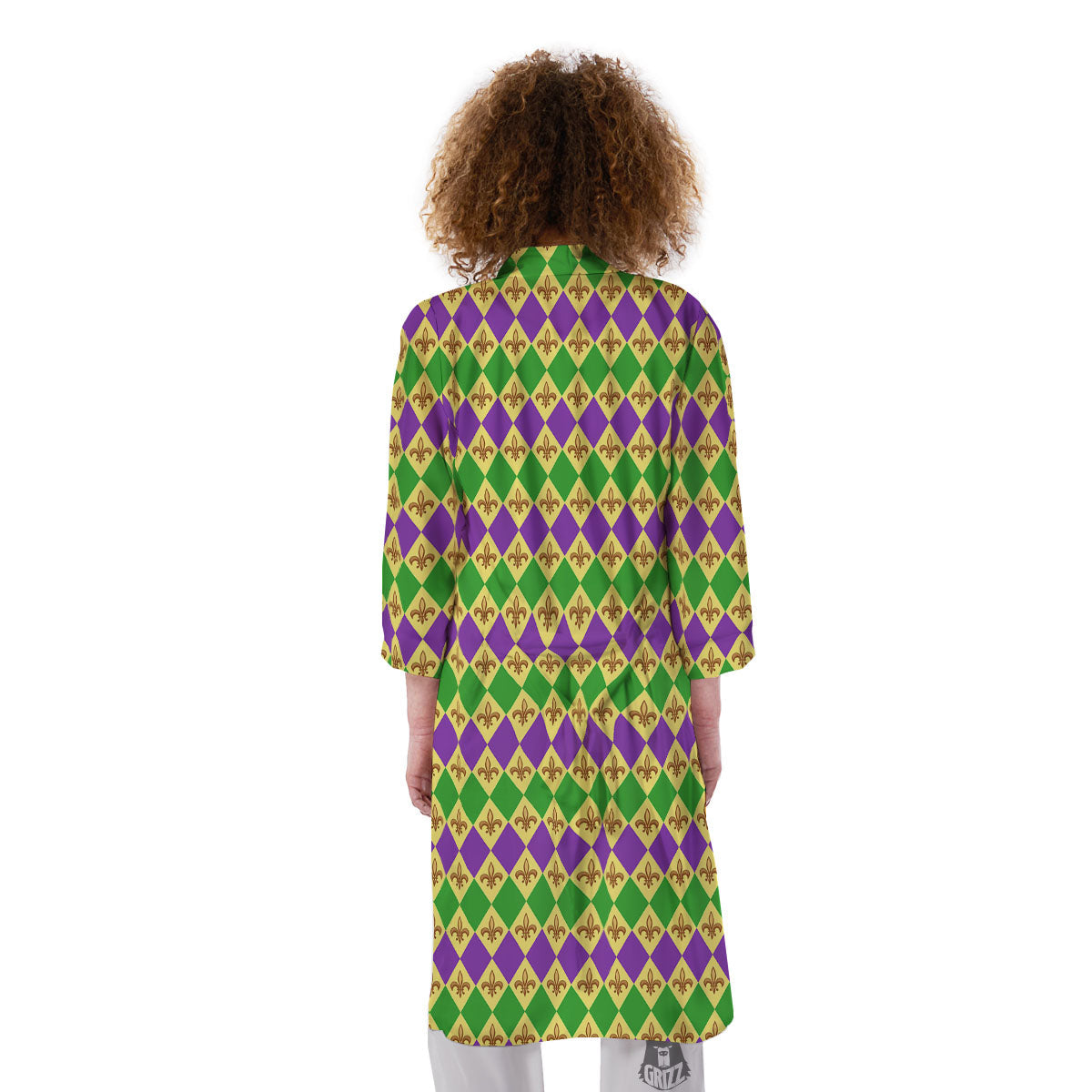 Fleur De Lis Mardi Gras Print Pattern Kimono-grizzshop