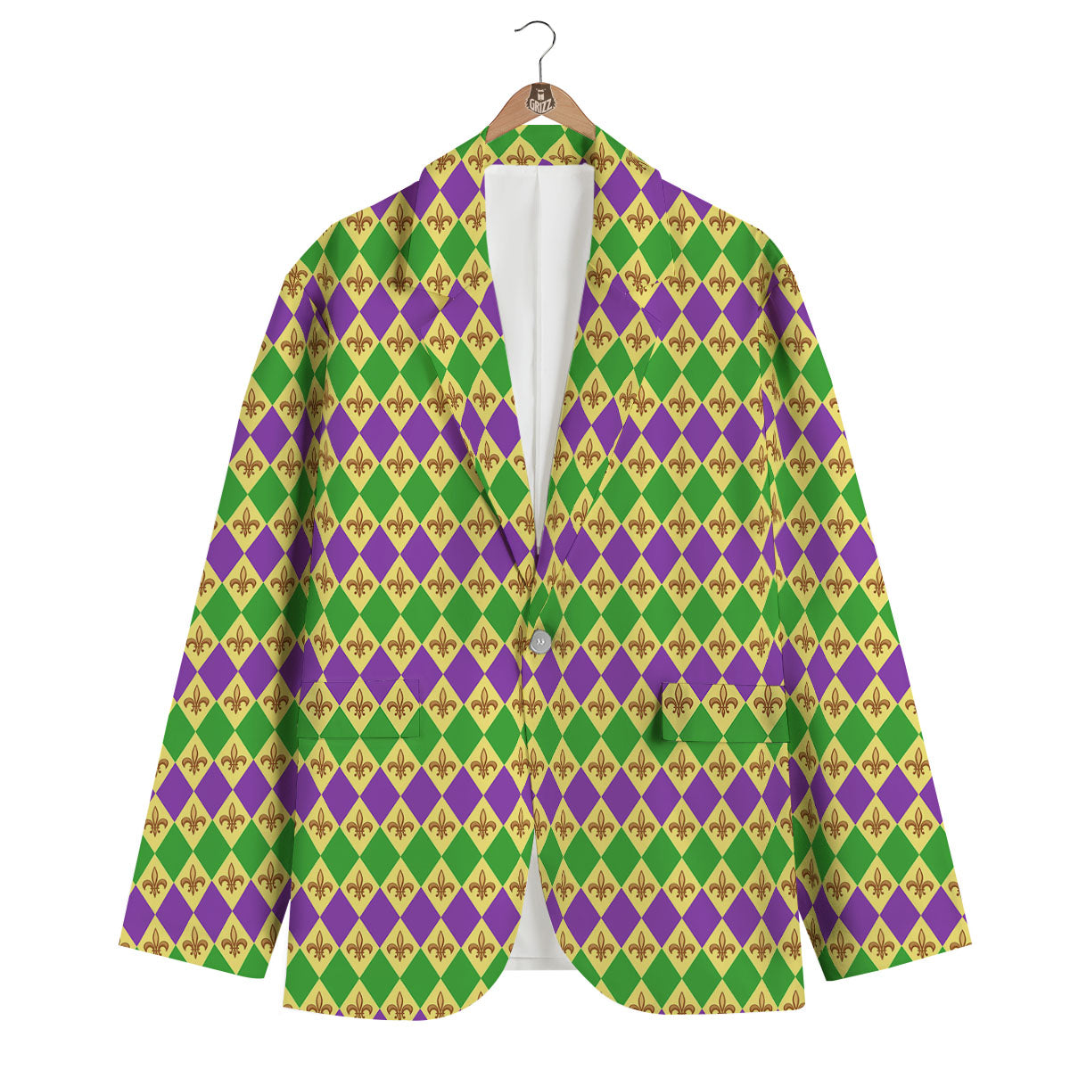 Fleur De Lis Mardi Gras Print Pattern Men's Blazer-grizzshop