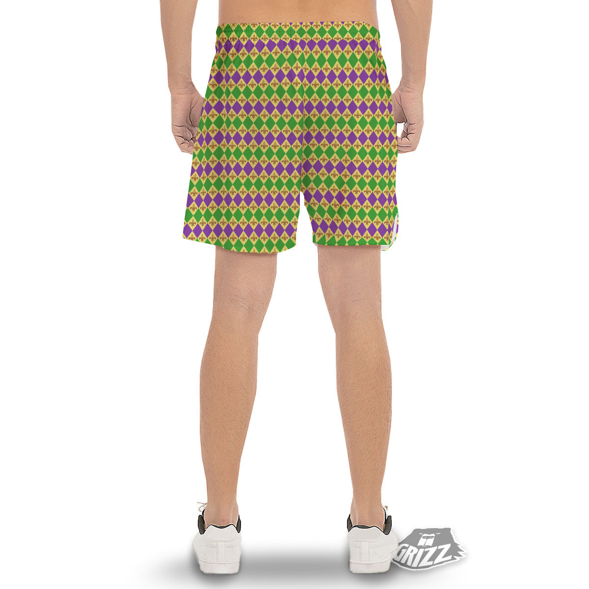 Fleur De Lis Mardi Gras Print Pattern Men's Gym Shorts-grizzshop