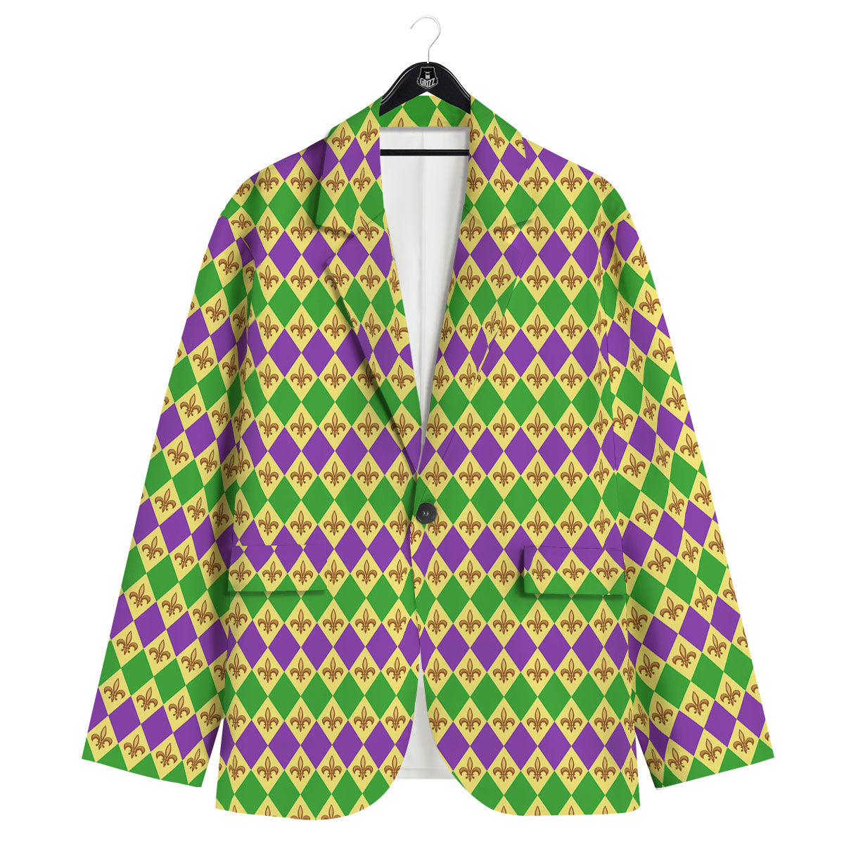 Fleur De Lis Mardi Gras Print Pattern Men's Sport Coat-grizzshop