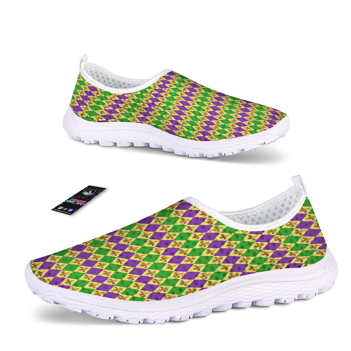 Fleur De Lis Mardi Gras Print Pattern Nurse Shoes-grizzshop