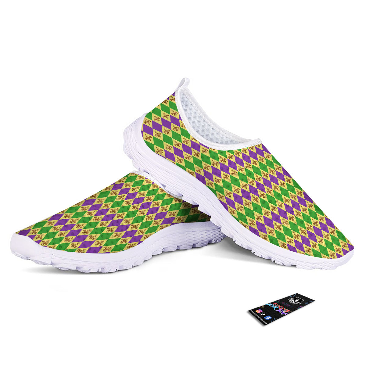 Fleur De Lis Mardi Gras Print Pattern Nurse Shoes-grizzshop