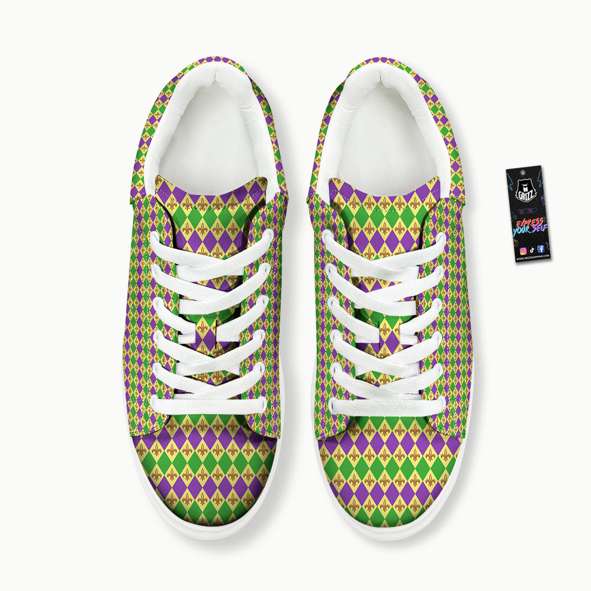 Fleur De Lis Mardi Gras Print Pattern Platform Shoes-grizzshop