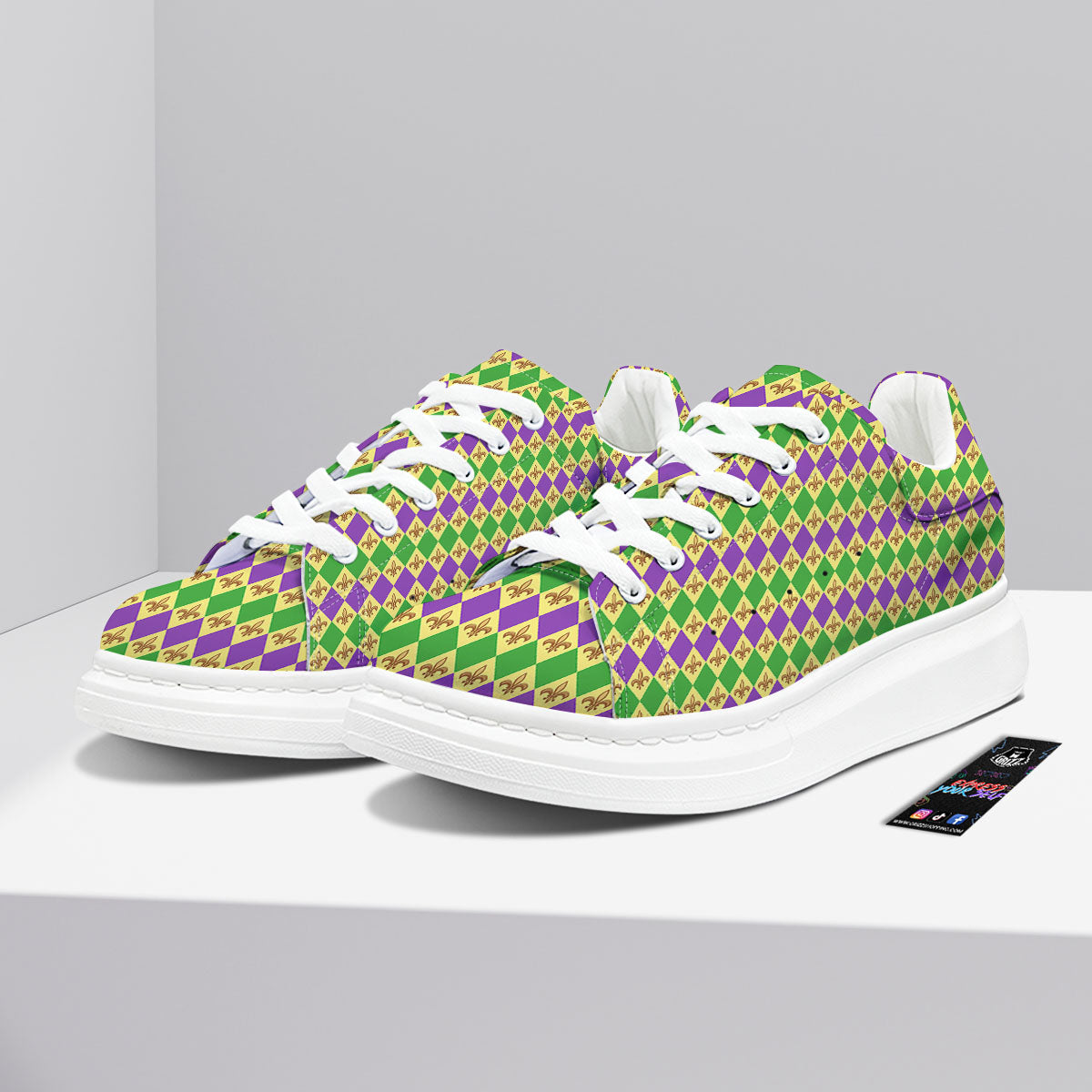 Fleur De Lis Mardi Gras Print Pattern Platform Shoes-grizzshop