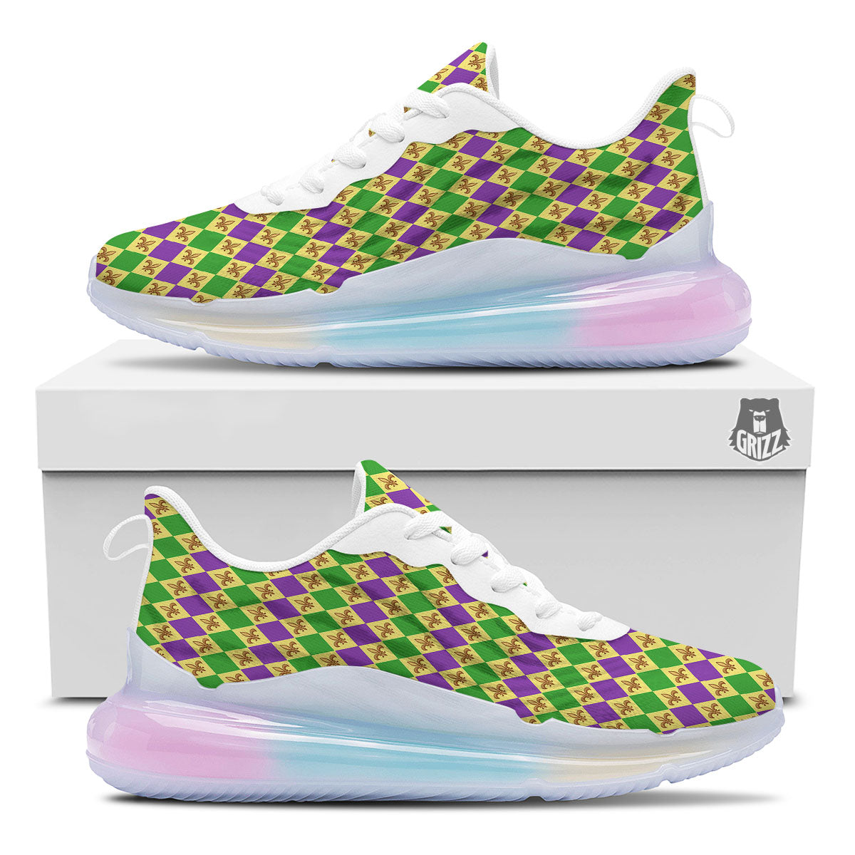 Fleur De Lis Mardi Gras Print Pattern Running Sneakers-grizzshop