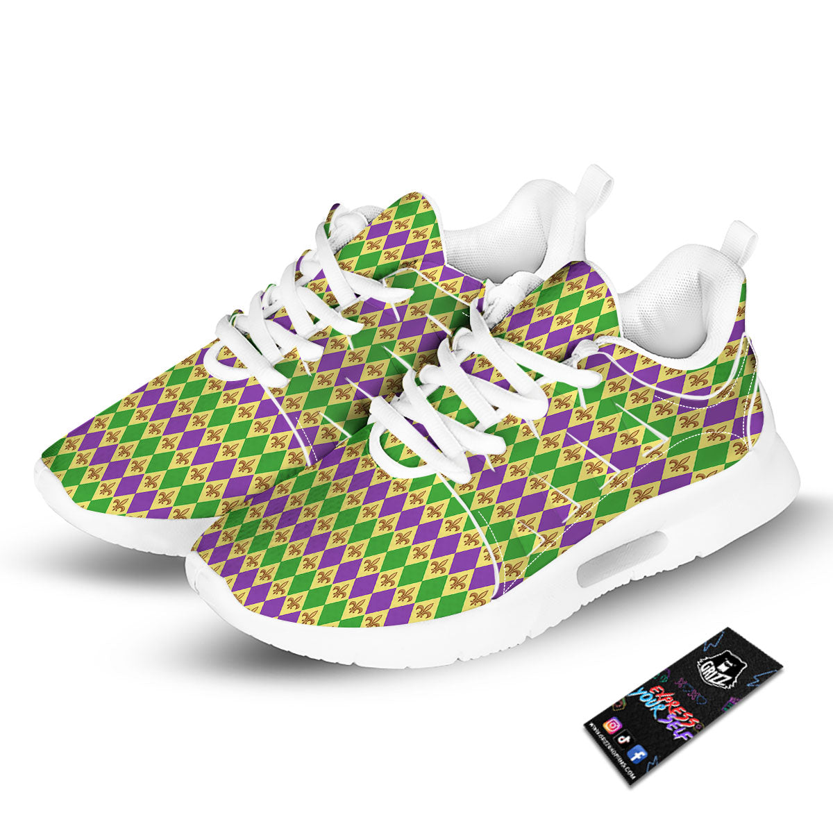 Fleur De Lis Mardi Gras Print Pattern Tennis Shoes-grizzshop