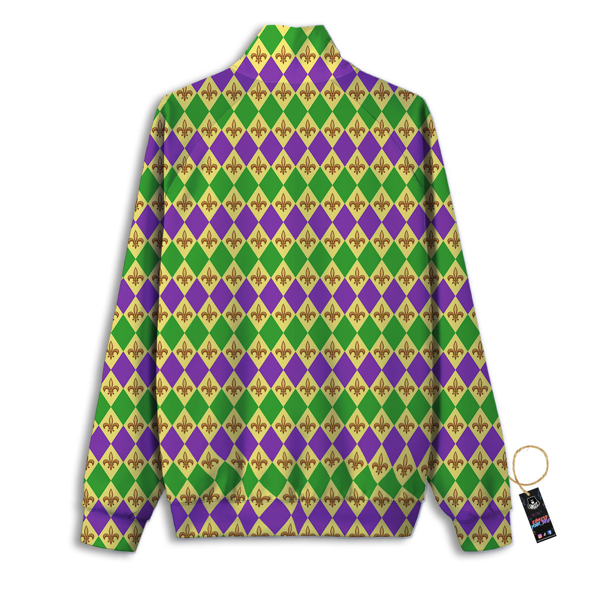 Fleur De Lis Mardi Gras Print Pattern Track Jacket-grizzshop