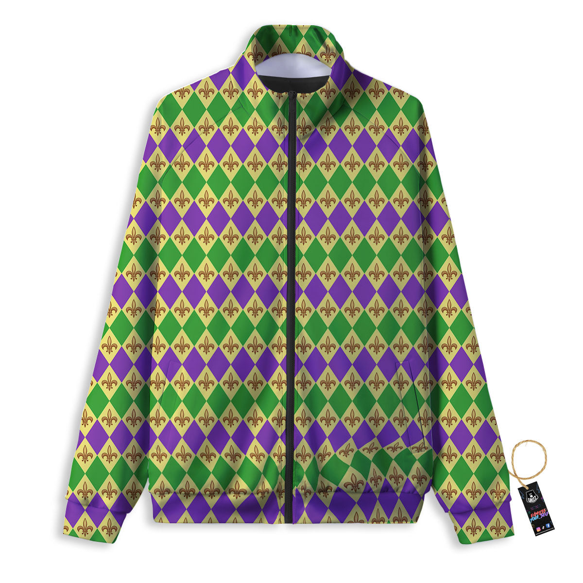 Fleur De Lis Mardi Gras Print Pattern Track Jacket-grizzshop