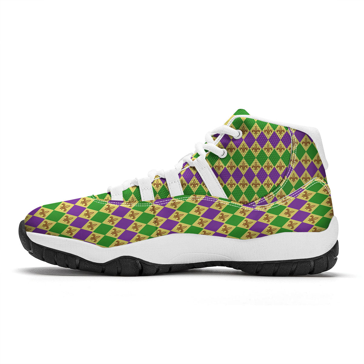 Fleur De Lis Mardi Gras Print Pattern White Bball Shoes-grizzshop