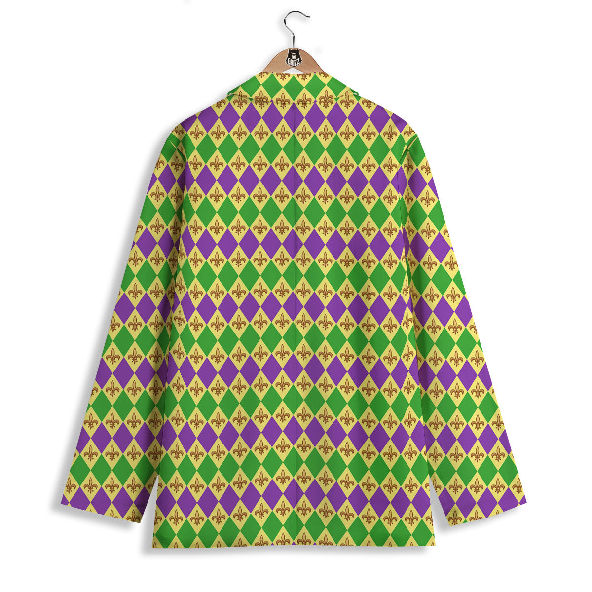 Fleur De Lis Mardi Gras Print Pattern Women's Blazer-grizzshop