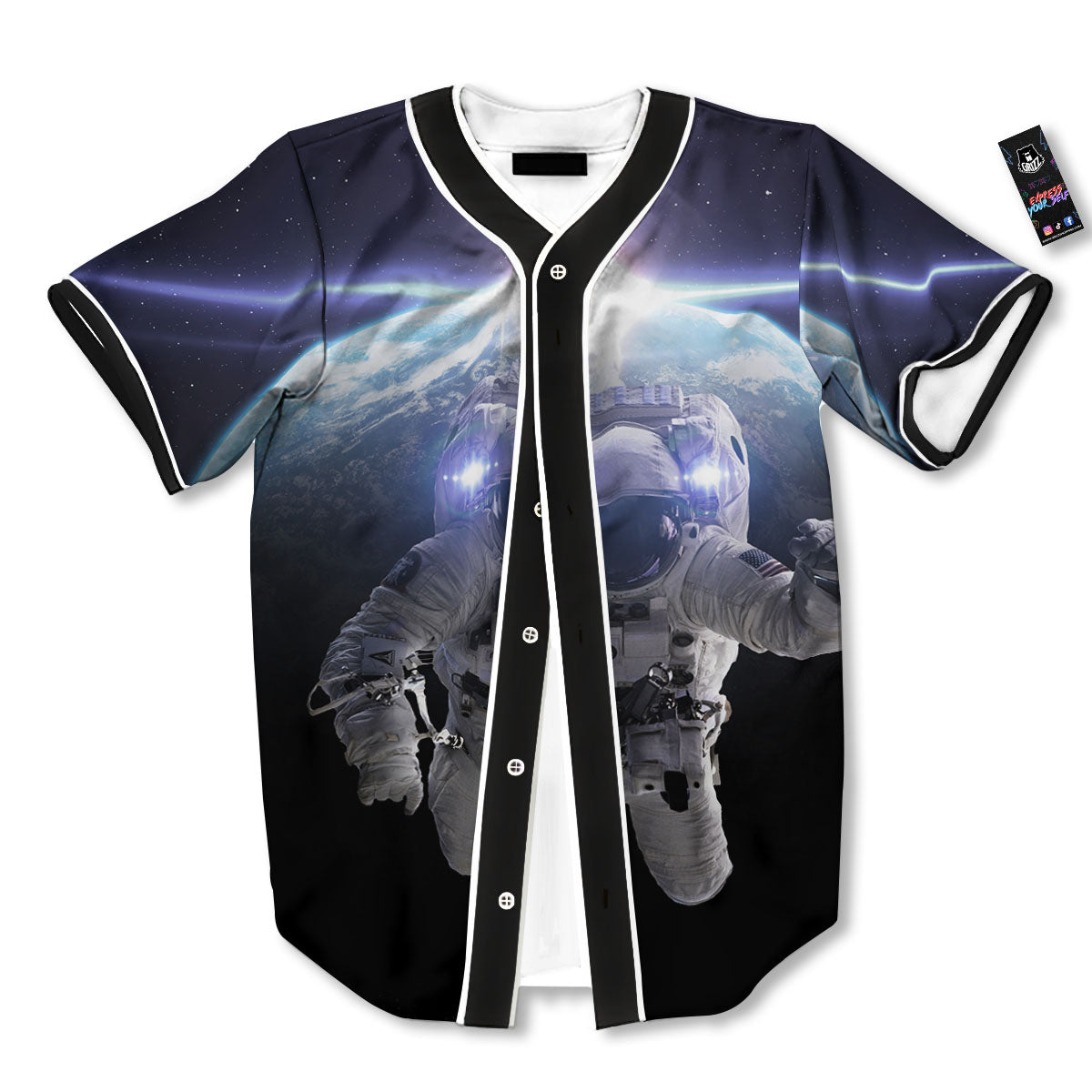 Floating Astronaut In Outer Space Print Baseball Jersey-grizzshop