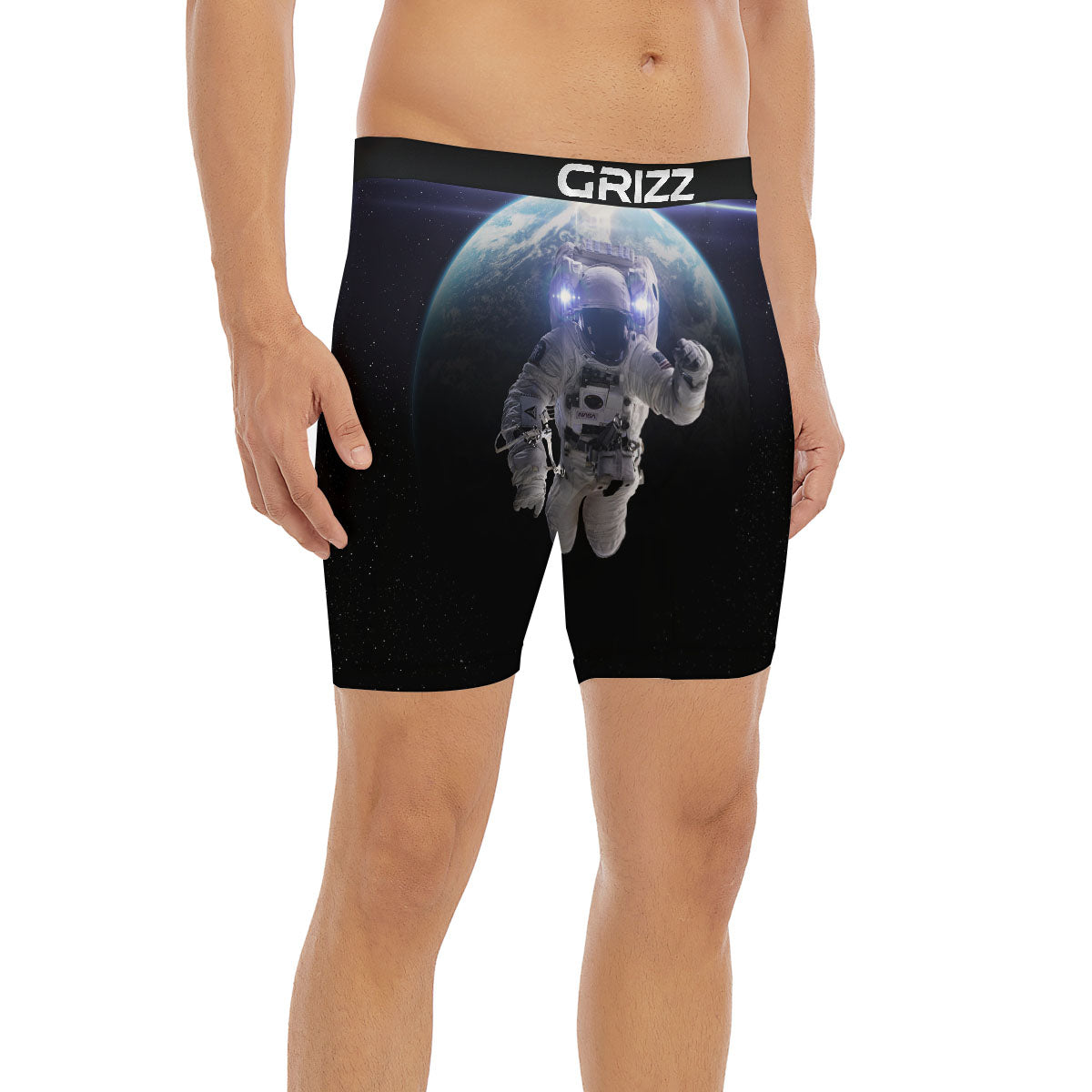 Floating Astronaut In Outer Space Print Boxer Briefs-grizzshop