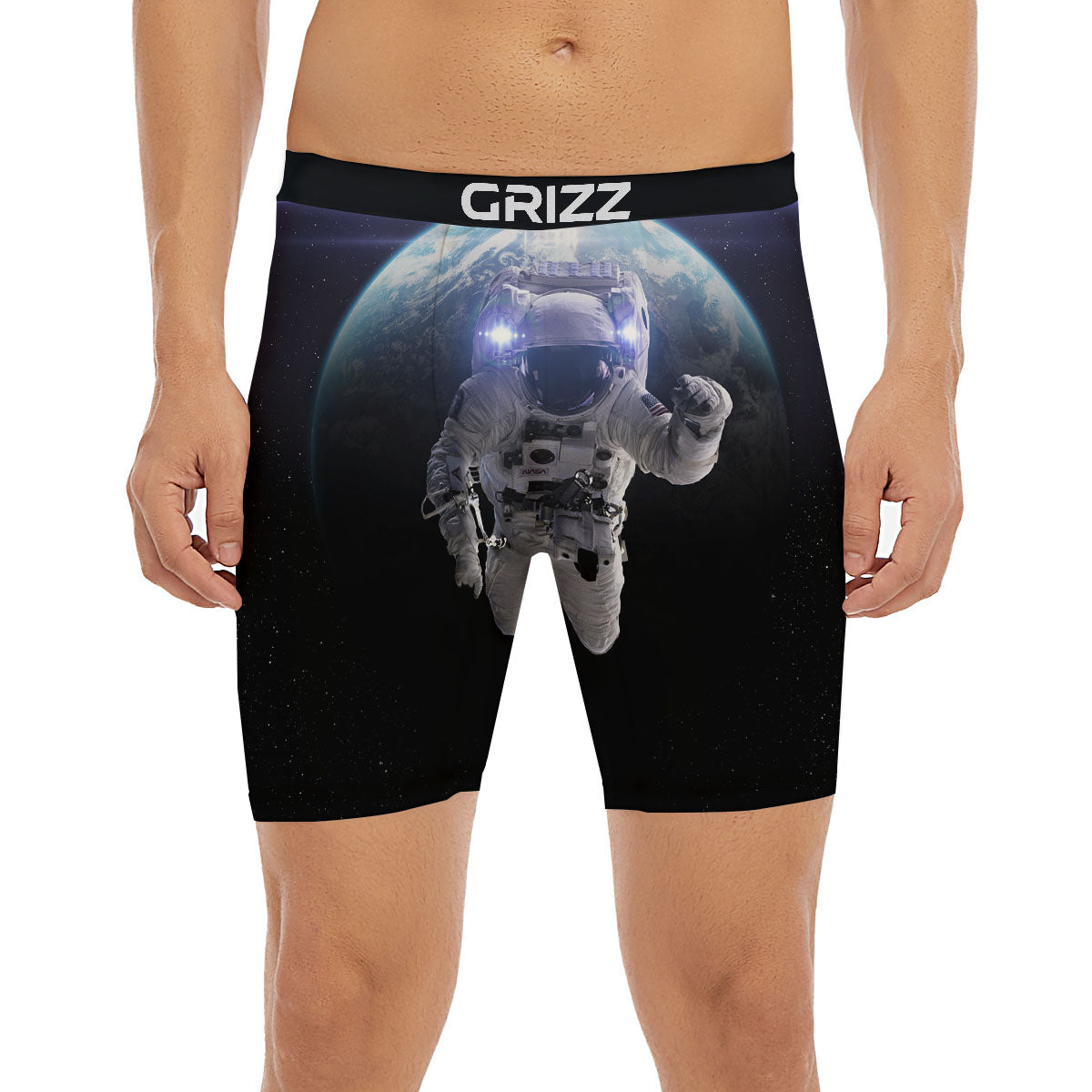 Floating Astronaut In Outer Space Print Boxer Briefs-grizzshop