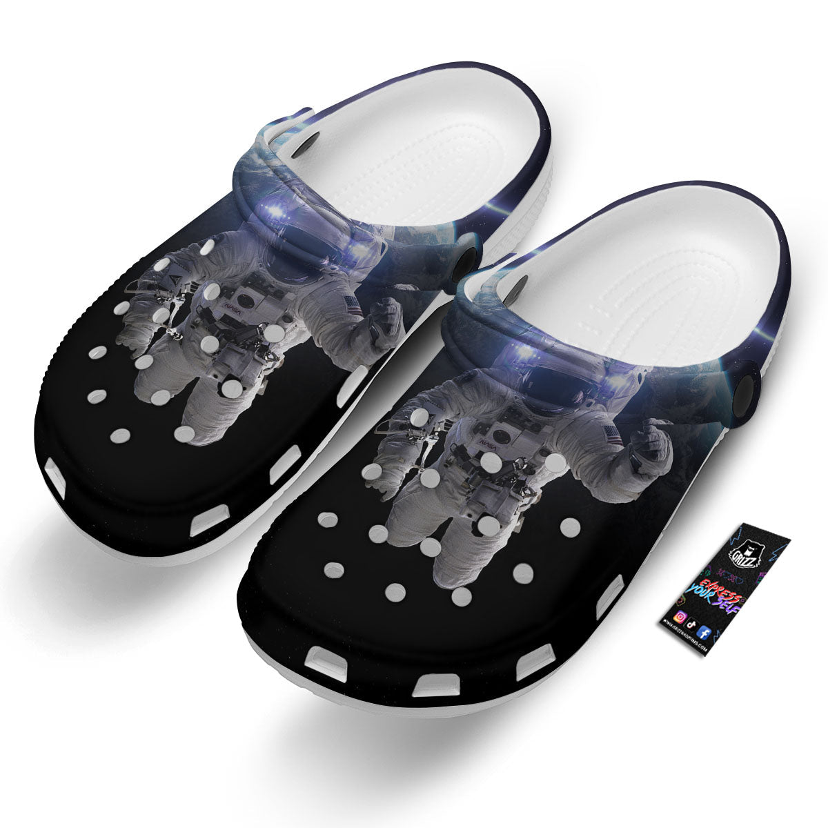 Floating Astronaut In Outer Space Print Clog-grizzshop