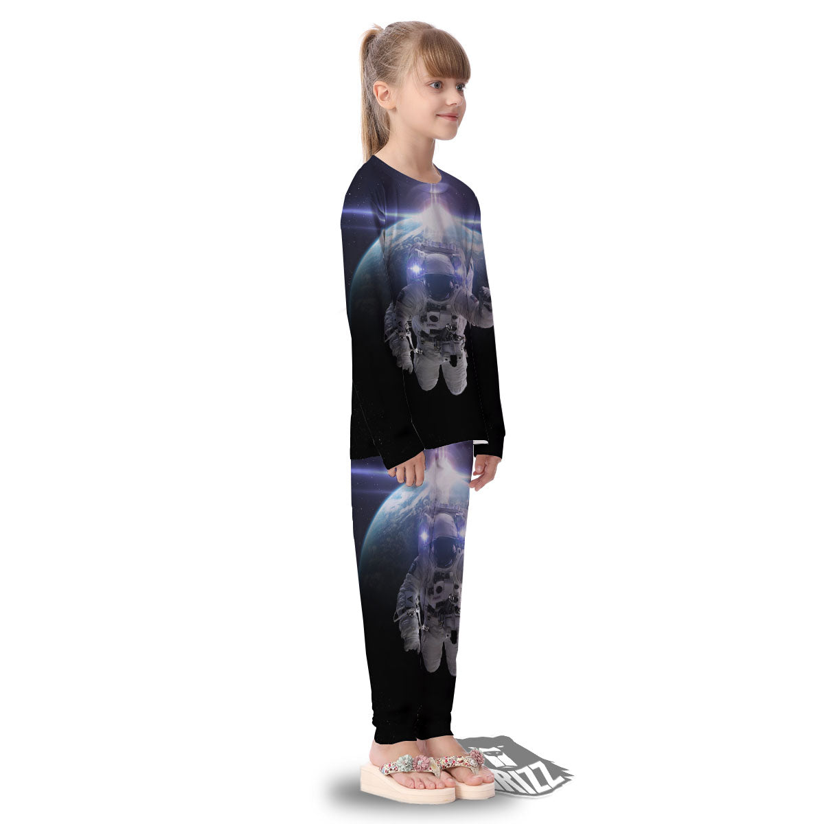 Floating Astronaut In Outer Space Print Kid's Pajamas-grizzshop