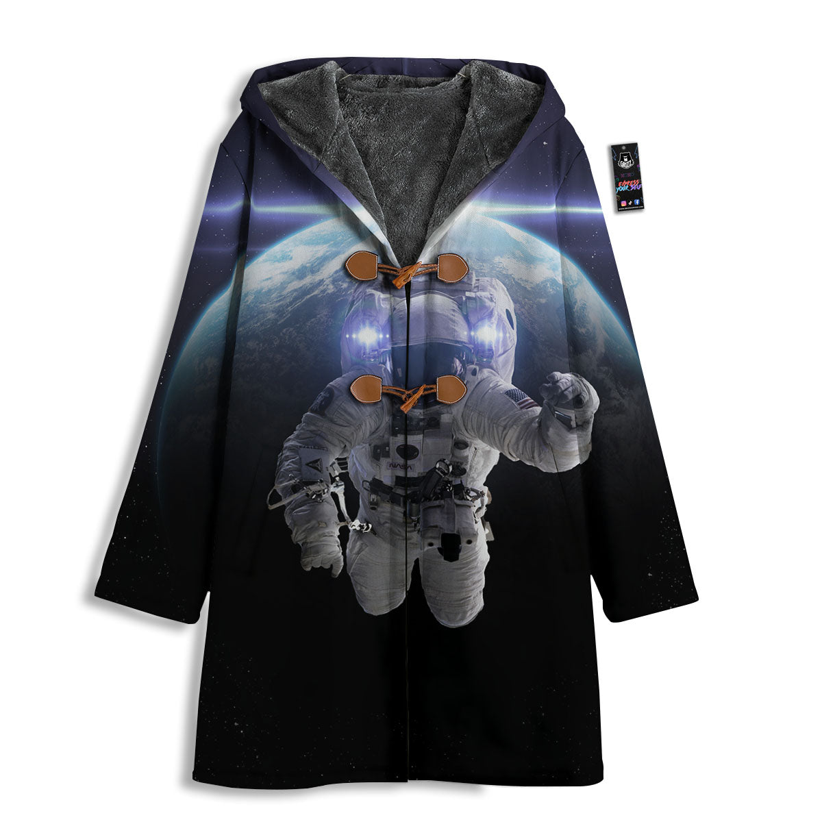 Floating Astronaut In Outer Space Print Men's Windbreaker Jacket-grizzshop