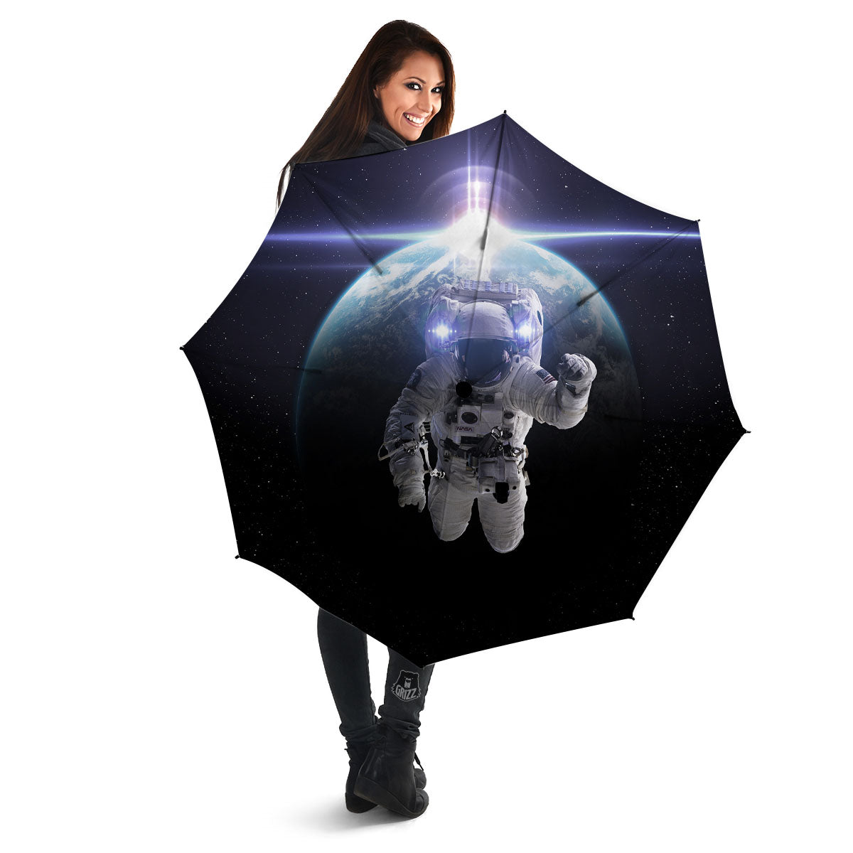 Floating Astronaut In Outer Space Print Umbrella-grizzshop
