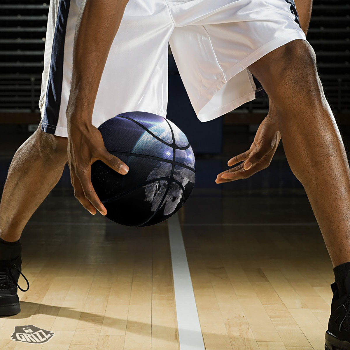 Floating Astronaut In Outer Space Print Basketball