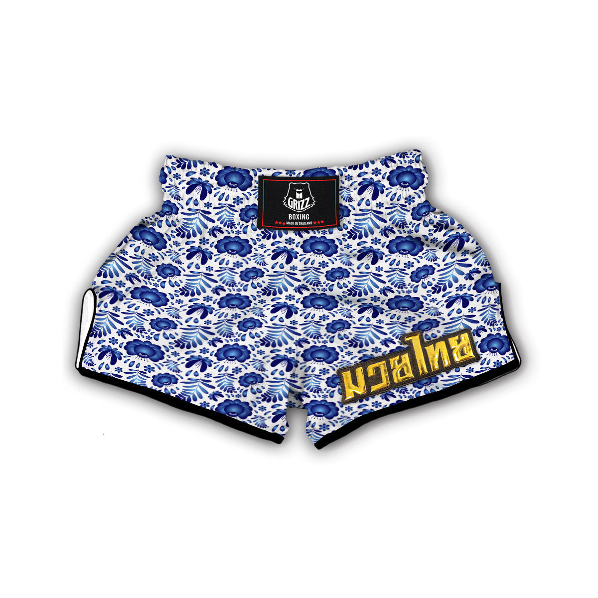 Flora And Gzhel Print Pattern Muay Thai Boxing Shorts-grizzshop