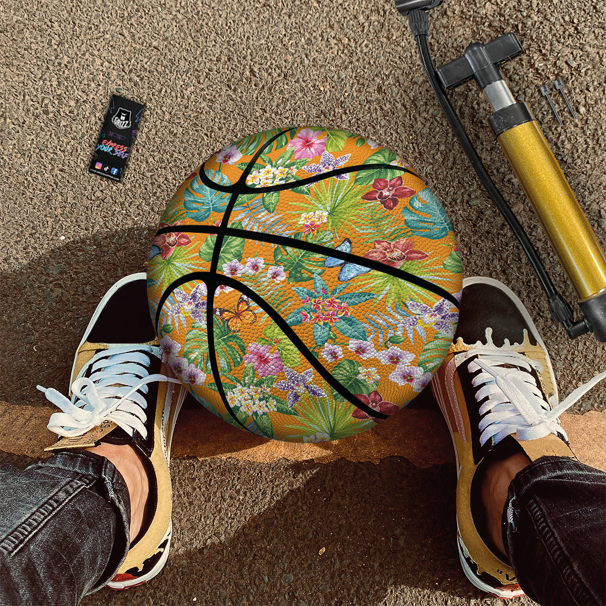 Floral Aloha Hawaii Print Pattern Basketball-grizzshop