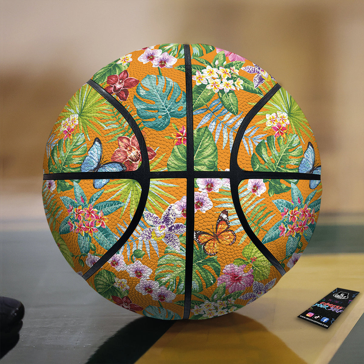 Floral Aloha Hawaii Print Pattern Basketball-grizzshop