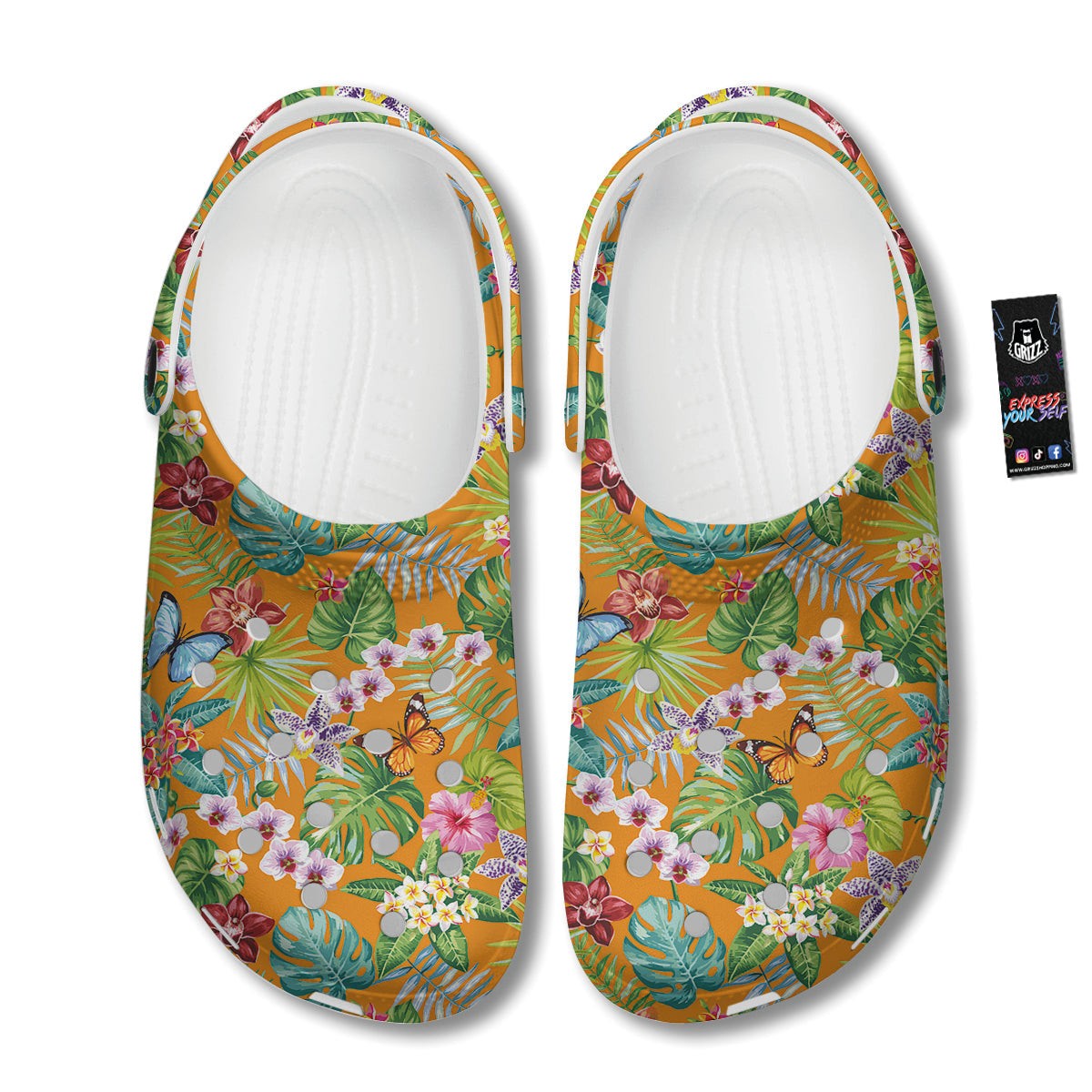 Floral Aloha Hawaii Print Pattern Clog-grizzshop