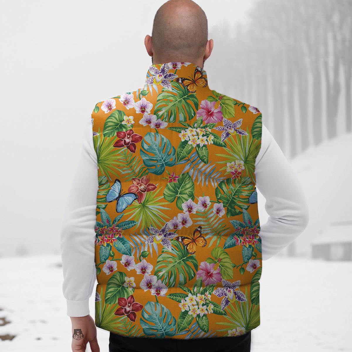 Floral Aloha Hawaii Print Pattern Down Vest