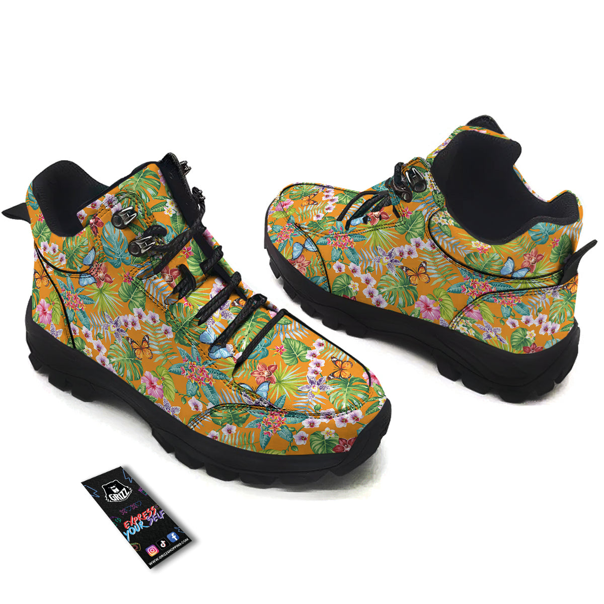 Floral Aloha Hawaii Print Pattern Hiking Shoes-grizzshop