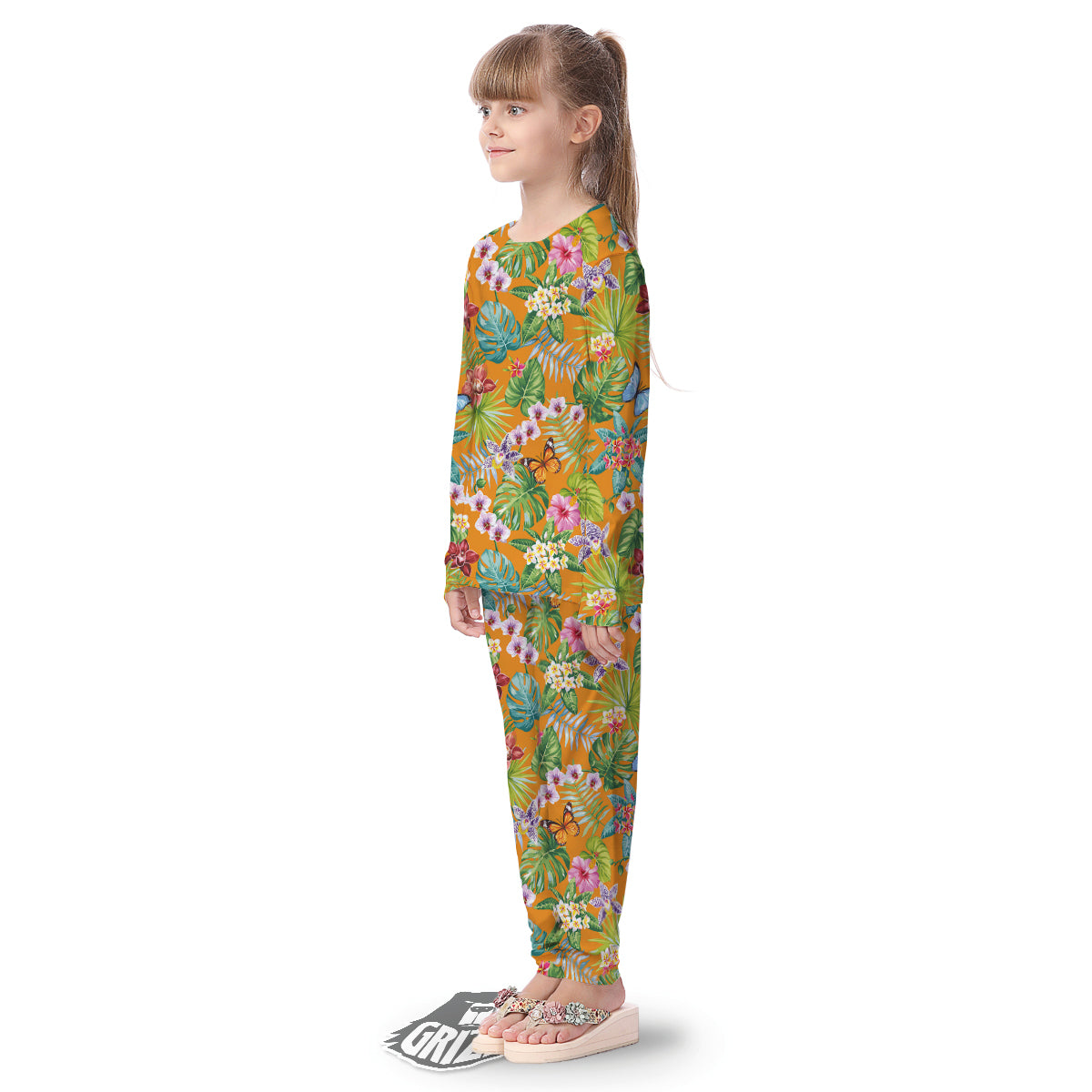Floral Aloha Hawaii Print Pattern Kid's Pajamas-grizzshop