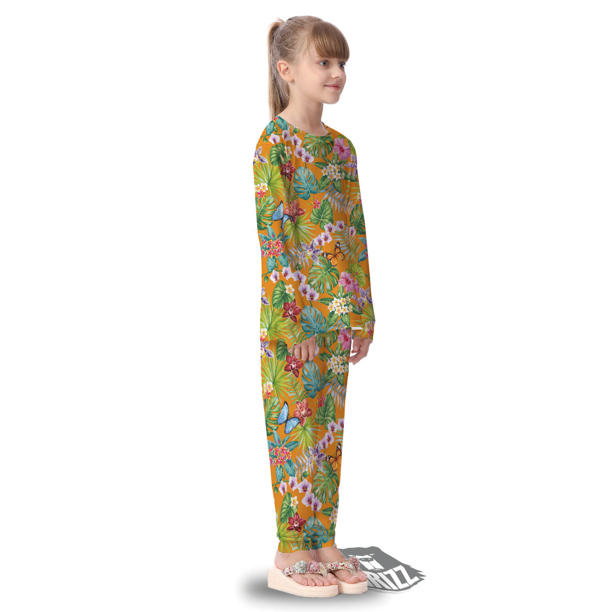 Floral Aloha Hawaii Print Pattern Kid's Pajamas-grizzshop