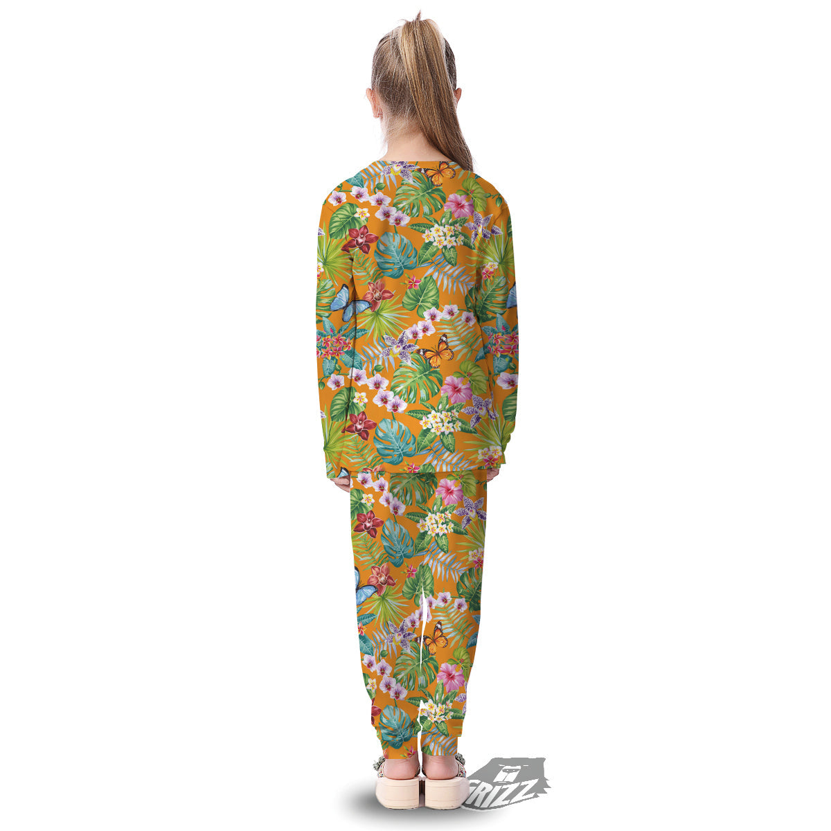 Floral Aloha Hawaii Print Pattern Kid's Pajamas-grizzshop